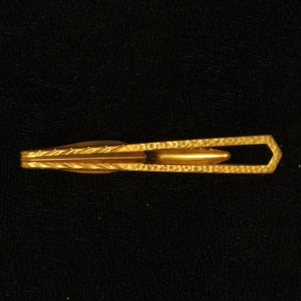 Vintage Hickok Tie Clip Bar‎ Gold Tone USA Mens Slim Tie Bar